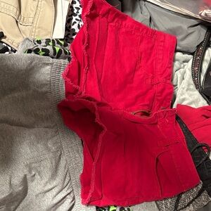 No Boundaries Red Jean Shorts